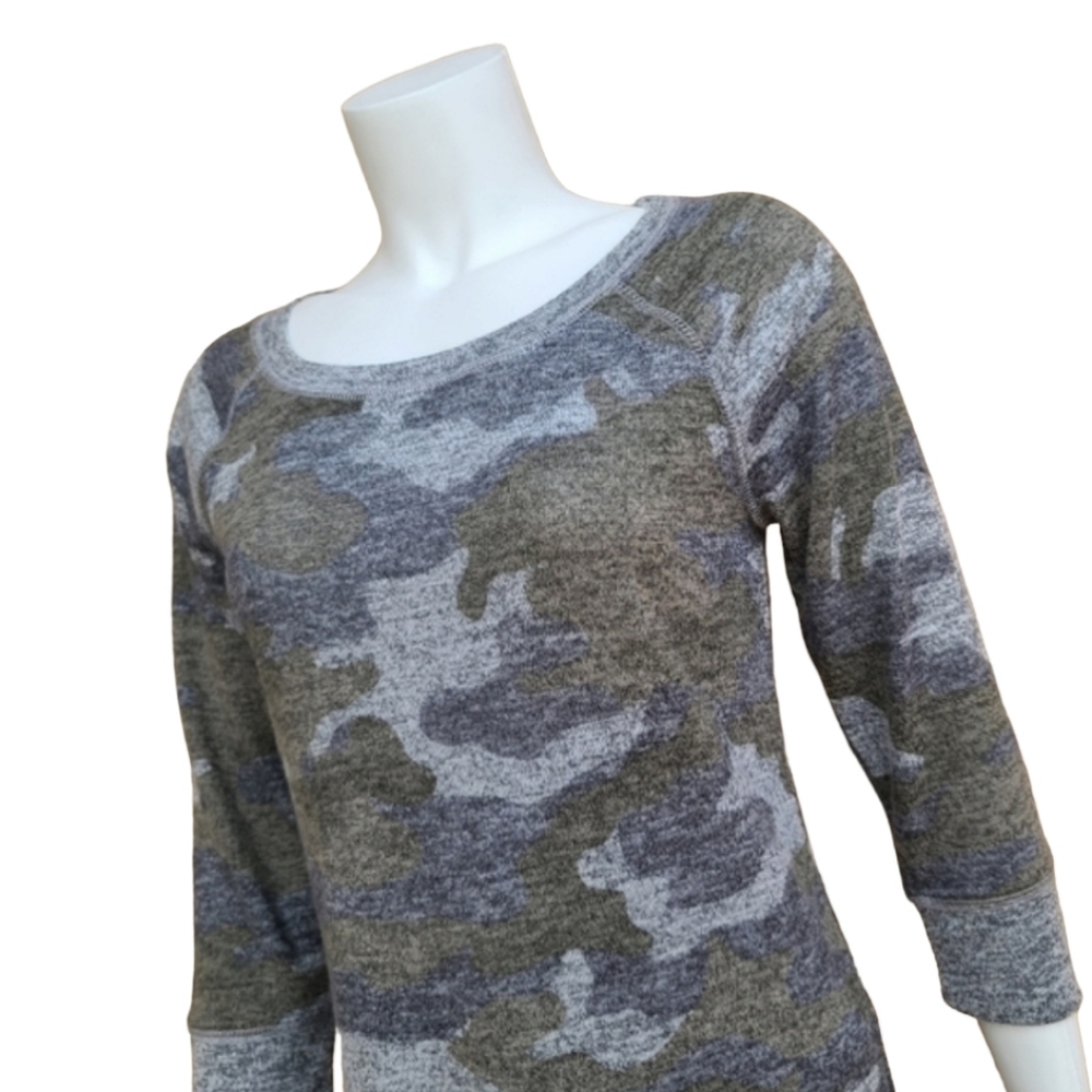 NO BOUNDARIES Camo Raglan Shirt S 3/4 Sleeve Tunic Top Small SUPER SOFT - Picture 4 of 14
